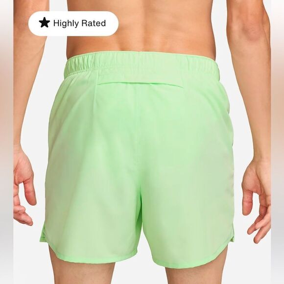 NWT NIKE Men's Challenger Dri Fit 5" Brief-Lined Shorts Reflective Neon Green - Picture 3 of 5